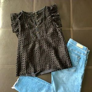 Adorable Banana Republic Weave Flutter Sleeve Top